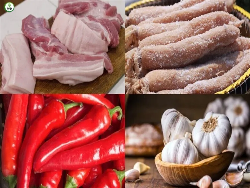 Nguyên liệu cần chuẩn bị cho món thịt heo kho củ cải muối