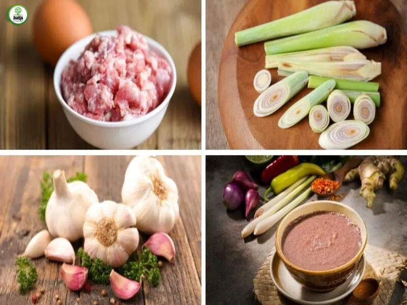 Nguyên liệu chuẩn bị cho món thịt heo kho ruốc sả
