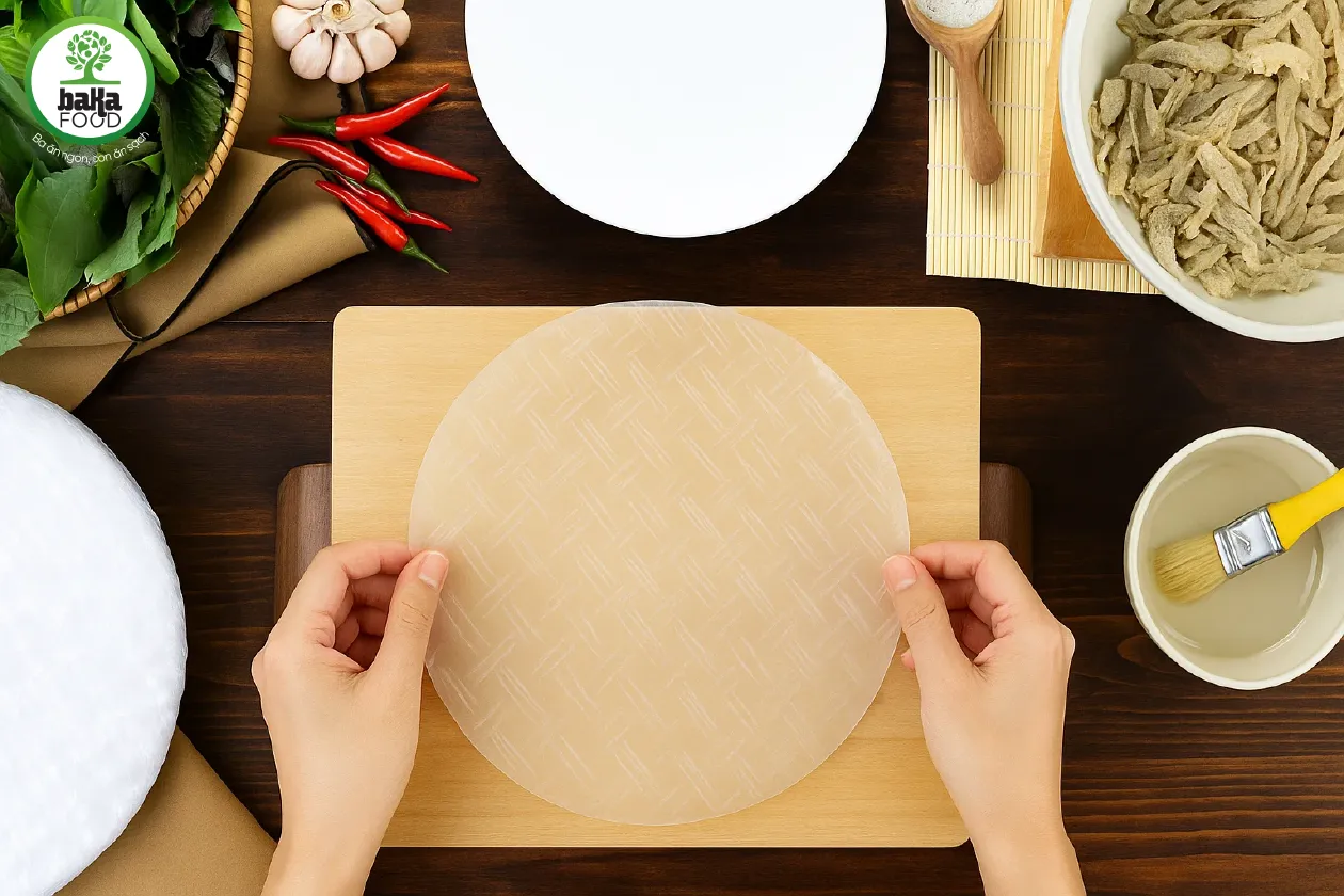 Thoa nước mỏng, gấp mép, cuộn đều tay cho bì chắc đẹp Thoa nước mỏng, gấp mép, cuộn đều tay cho bì chắc đẹp