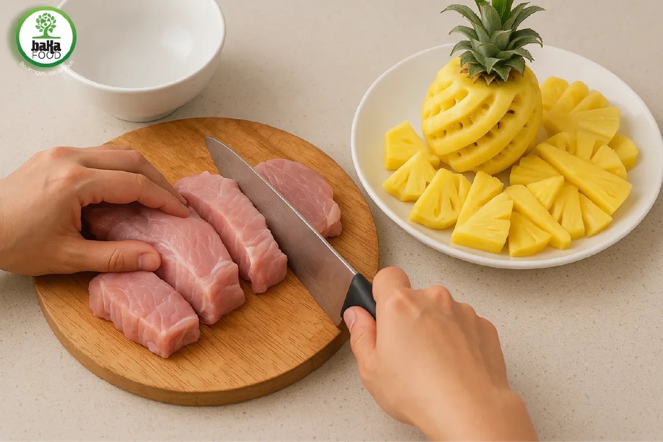Để thịt kho dứa ngon, cần sơ chế thịt, dứa kỹ lưỡng Để thịt kho dứa ngon, cần sơ chế thịt, dứa kỹ lưỡng