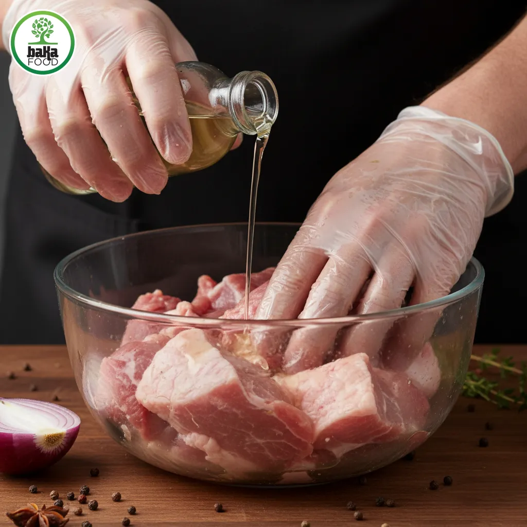 Dùng nước cốt hành, giấm ướp, xoa bóp cho thịt nhanh mềm