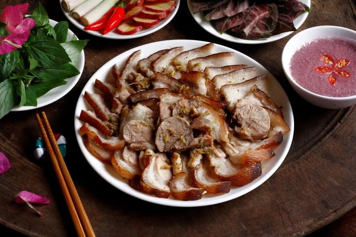 thịt heo giả cầy luộc