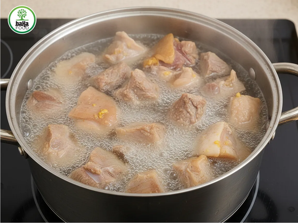 Luộc/hấp thịt với lửa vừa 25-40 phút để giữ độ mềm, ngọt Luộc/hấp thịt với lửa vừa 25-40 phút để giữ độ mềm, ngọt