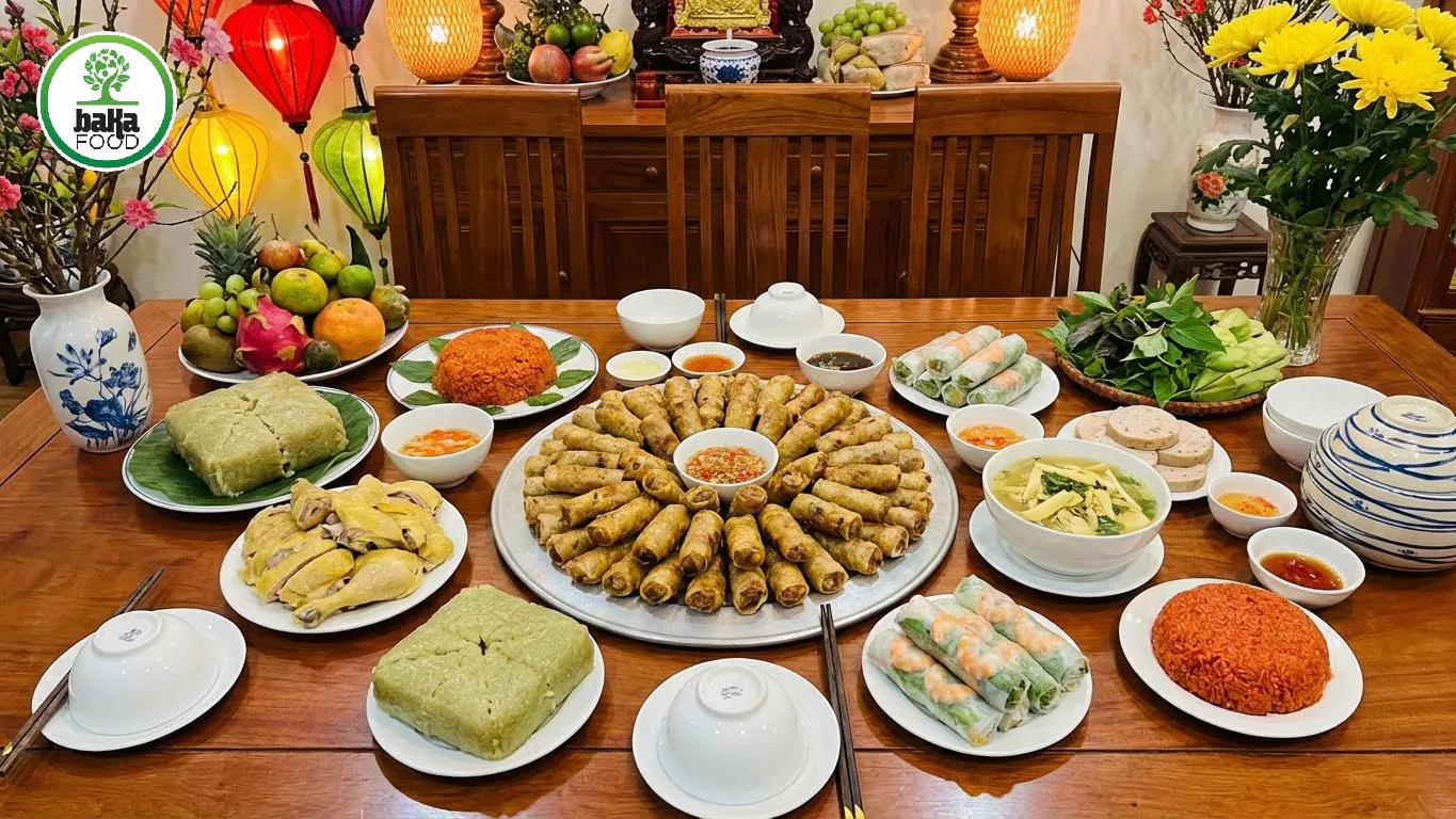 Hương thơm và độ giòn của món chiên rán làm bữa cỗ thêm ấm áp