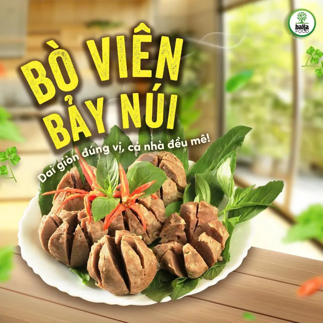 Bò viên Bảy Núi làm từ thịt bò thật, phù hợp nấu canh gia đình