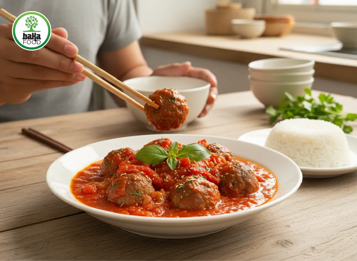 Bò viên sốt cà chua hấp dẫn nhờ vị hài hòa, dễ ăn, phù hợp mọi bữa cơm