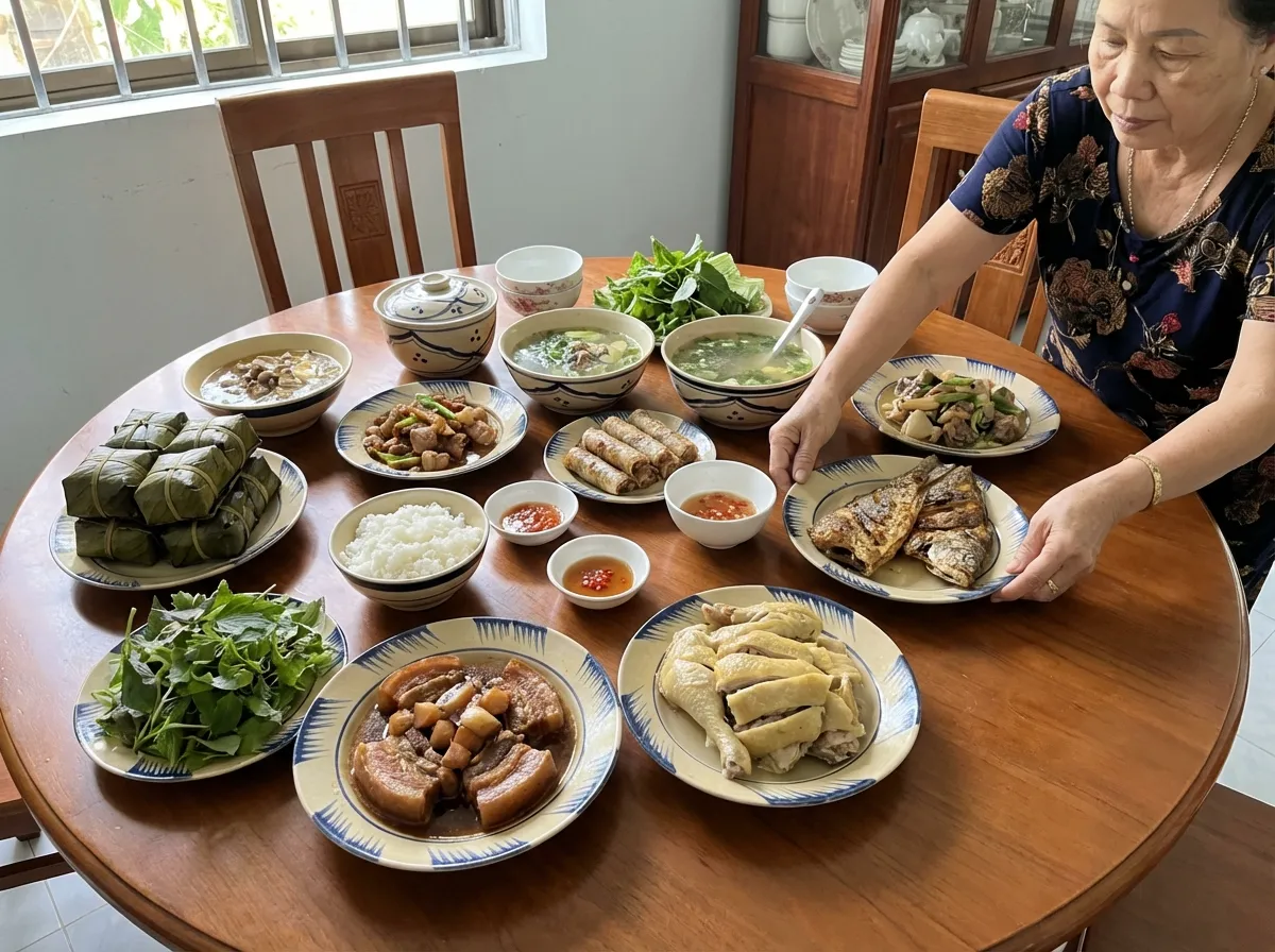 mâm cỗ cúng giỗ miền trung